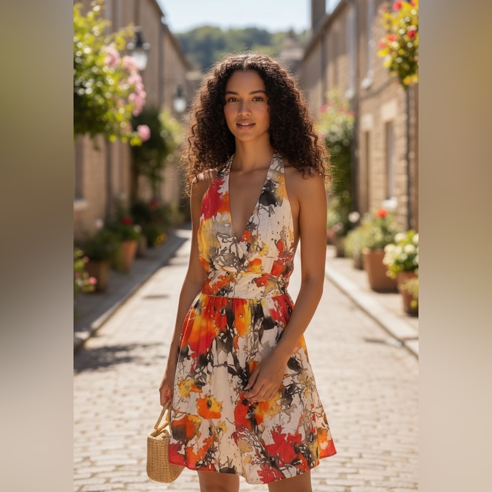 Aryeh Anthropologie Halter Top Sun Dress